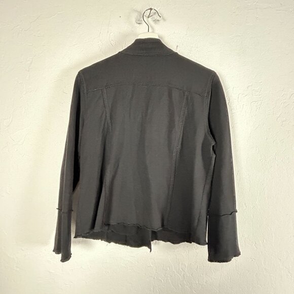 Habitat Womens Black Asymmetrical Zip Moto Jacket Medium Cotton Blend Stretch - Picture 2 of 8